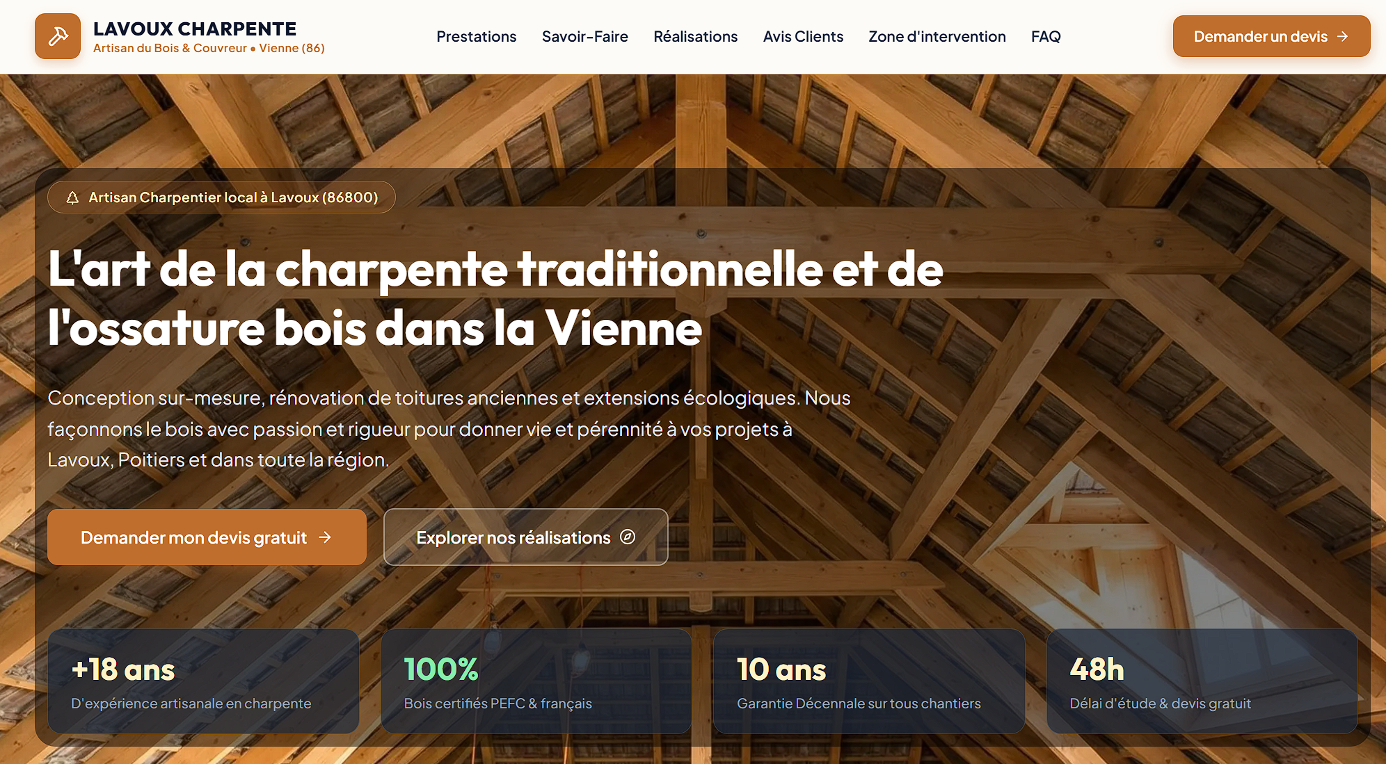 Aperçu du site Lavoux Charpente Bois